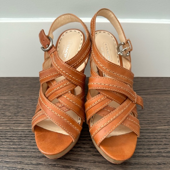 Leather Coach sandals 37.5 - Picture 2 of 6